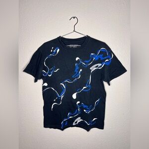 Nike Black Tee with Blue and White Abstract Design
